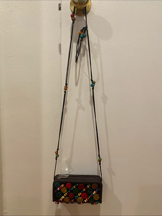 Handbags - Brand new Handmade Dark Brown Crossbody Bag with Colorful Bead Embellishments